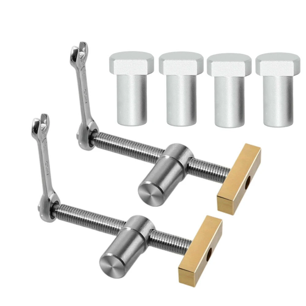 19mm/20mm 2PCS Woodworking Desktop Clip with 4 PCS Dog Holes Stop Fast Fixed Dog Hole Clip Clamp Brass Stainless Steel Fixture Vise Benches Joinery Carpenter Tool (image for) 19mm/20mm 2PCS Woodworking Desktop Clip with 4 PCS Dog Holes Stop Fast Fixed Dog Hole Clip Clamp Brass Stainless Steel Fixture Vise Benches Joinery Carpenter Tool