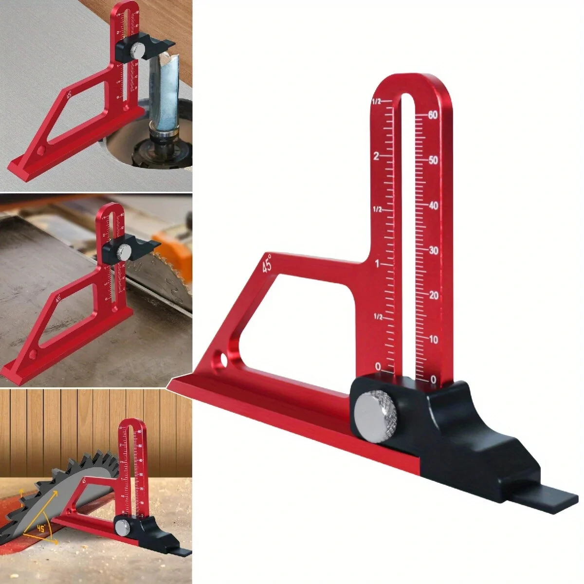 Adjustable Table Saw Depth Gauge 0-60mm with Metric and Inch Scale Aluminum Installing Blade Router Bits Height Measuring Gauge (image for) Adjustable Table Saw Depth Gauge 0-60mm with Metric and Inch Scale Aluminum Installing Blade Router Bits Height Measuring Gauge