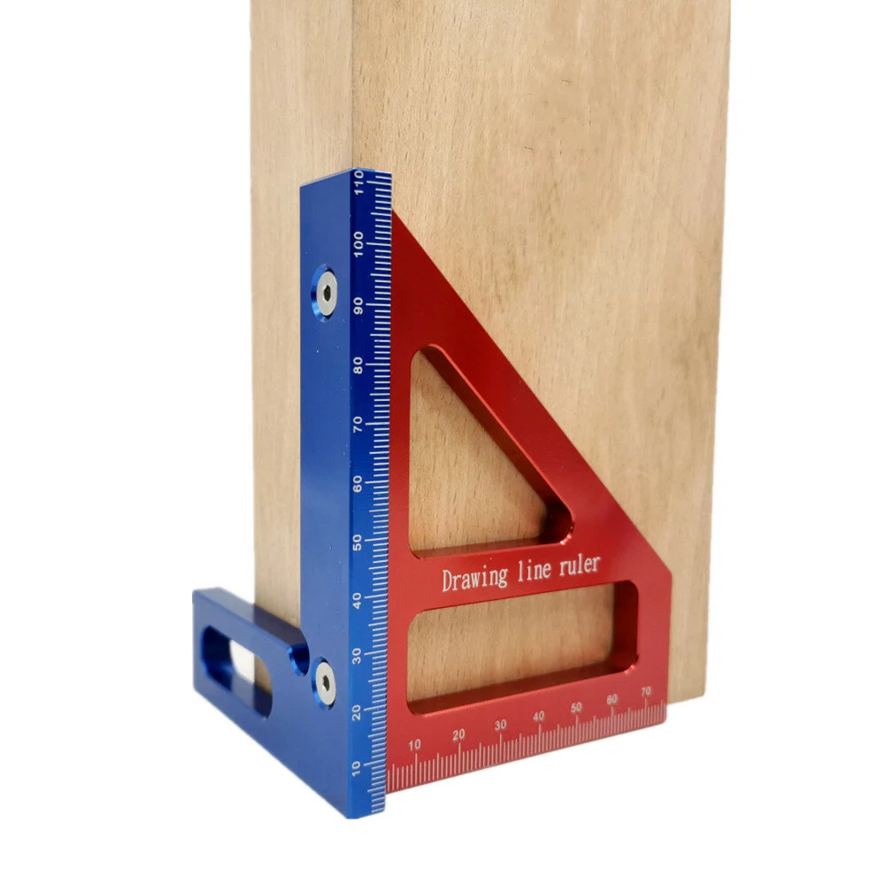 Aluminum Alloy 45/90 Degree Woodworking Square Protractor Miter Triangle Drawing Line Ruler Layout Height Gauge (image for) Aluminum Alloy 45/90 Degree Woodworking Square Protractor Miter Triangle Drawing Line Ruler Layout Height Gauge